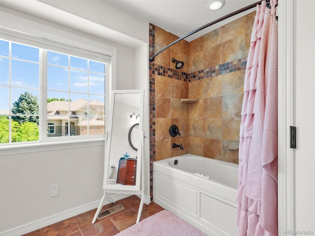 9464 E Aspen Hill Pl, Lone Tree, CO 80124 - bathroom with shower / bath combination with curtain and tile patterned floors