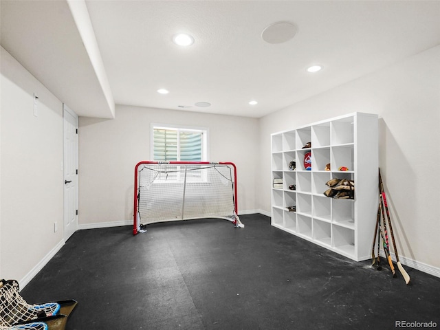 9464 E Aspen Hill Pl, Lone Tree, CO 80124 - exercise area with baseboards and recessed lighting