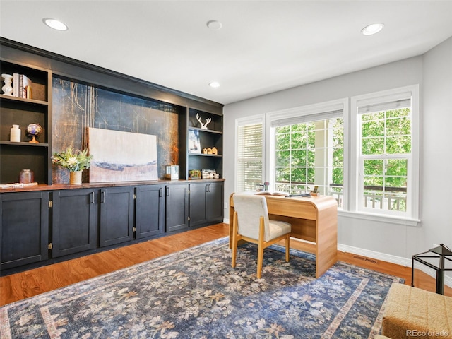 9464 E Aspen Hill Pl, Lone Tree, CO 80124 - office featuring light wood finished floors and recessed lighting