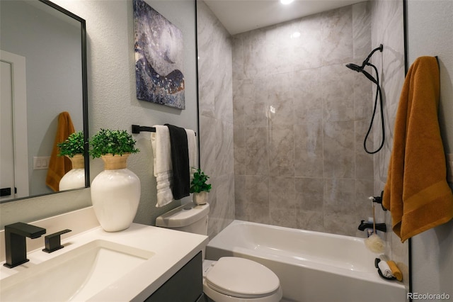 1450 Syracuse St, Denver, CO 80220 - full bathroom with toilet, vanity, and tub / shower combination