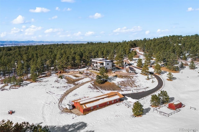 aerial view with a forest view