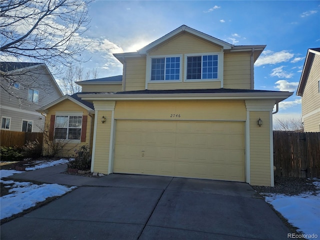 view of front property with a garage