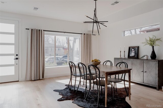 1322 Raleigh St, Denver, CO 80204 - dining area featuring light wood finished floors, visible vents, and a wealth of natural light