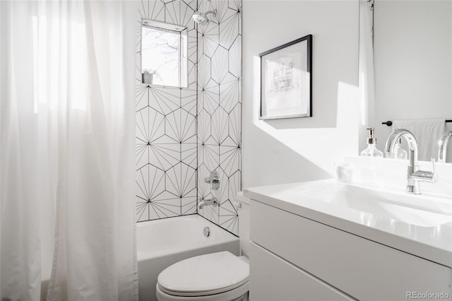 1322 Raleigh St, Denver, CO 80204 - full bath featuring toilet, shower / bathtub combination with curtain, and vanity