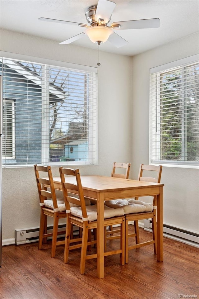 3715 Wolff St, Denver, CO 80212 - dining space featuring ceiling fan and wood finished floors