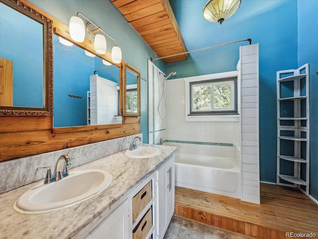 366 Houston St, Bailey, CO 80421 - bathroom featuring  shower combination and double vanity