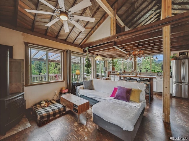 366 Houston St, Bailey, CO 80421 - sunroom with wood ceiling, beam ceiling, and high vaulted ceiling