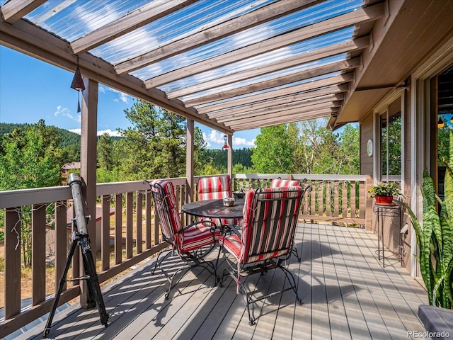366 Houston St, Bailey, CO 80421 - wooden deck featuring outdoor dining space
