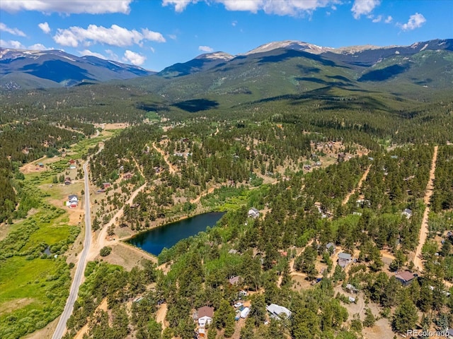 366 Houston St, Bailey, CO 80421 - aerial view of a water and mountain view and a heavily wooded area