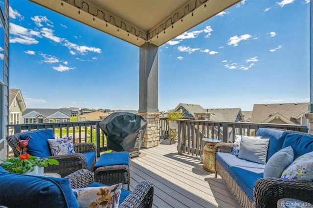 18926 W 94th Ave, Arvada, CO 80007 - wooden deck with an outdoor hangout area and a residential view