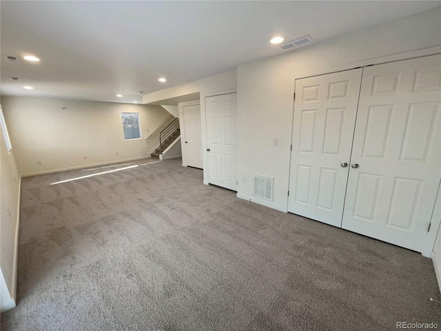 basement featuring carpet