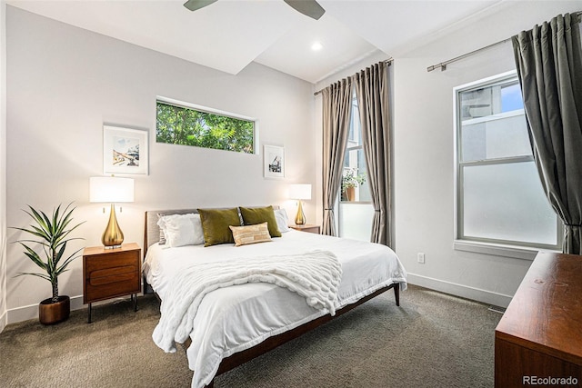 2103 W 32nd Ave Unit 10, Denver, CO 80211 - bedroom with dark carpet, recessed lighting, and ceiling fan