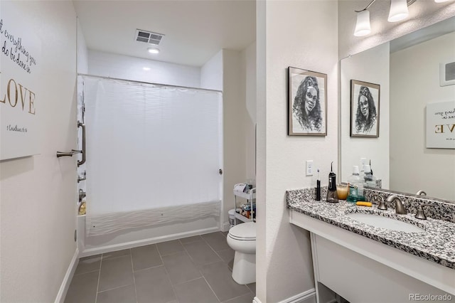 16841 Askins Loop Unit 105, Parker, CO 80134 - full bath with toilet, vanity, shower / tub combo with curtain, tile patterned floors, and baseboards