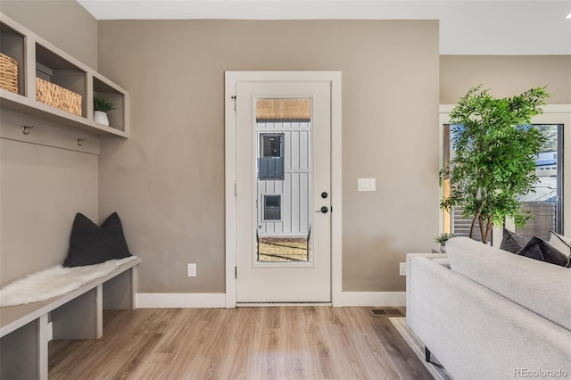 mudroom featuring light hardwood / wood-style flooring