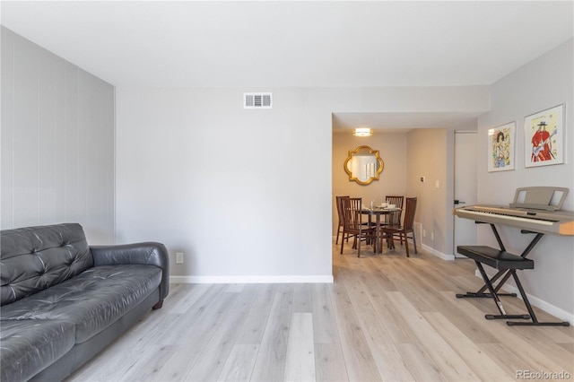 living room with light wood-type flooring