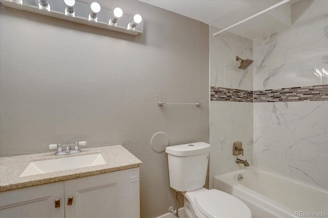 full bath featuring  shower combination, vanity, and toilet