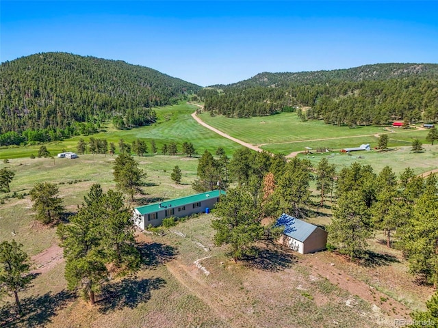 332 Valley Cir, Guffey, CO 80820 - aerial view of sparsely populated area with a heavily wooded area and mountains