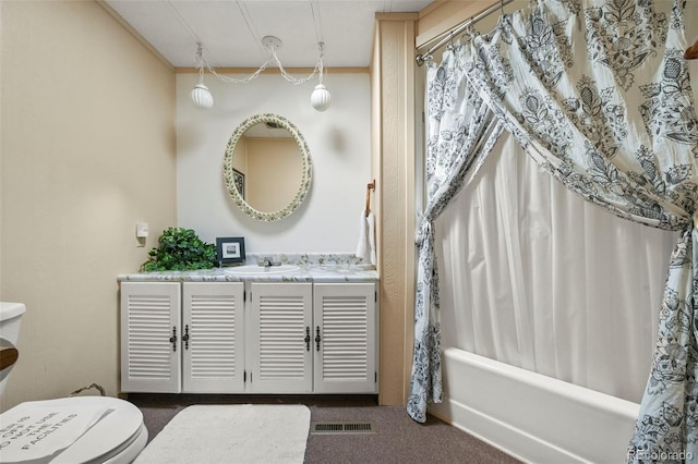332 Valley Cir, Guffey, CO 80820 - bathroom with vanity and shower / bathtub combination with curtain