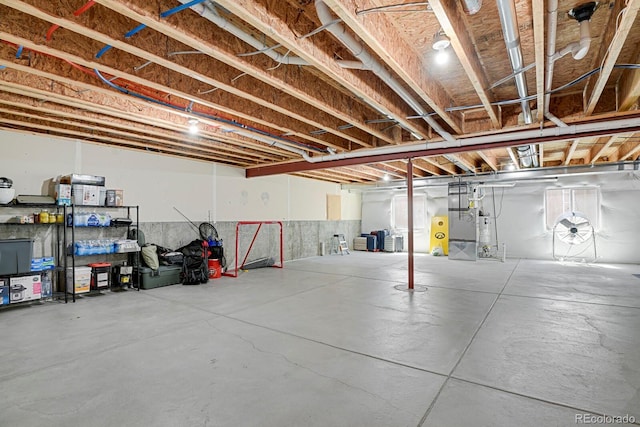 unfinished below grade area with heating unit