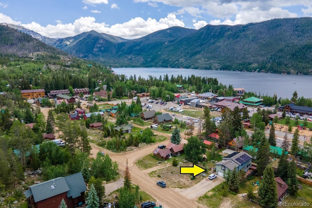 1020 Mountain Ave, Grand Lake, CO 80447 - bird's eye view of a water and mountain view and a heavily wooded area
