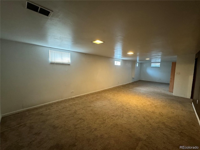 basement featuring carpet