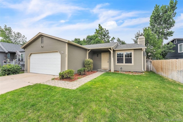 8479 Rabbitbrush Way, Parker, CO 80134 - ranch-style house with an attached garage, driveway, and a chimney