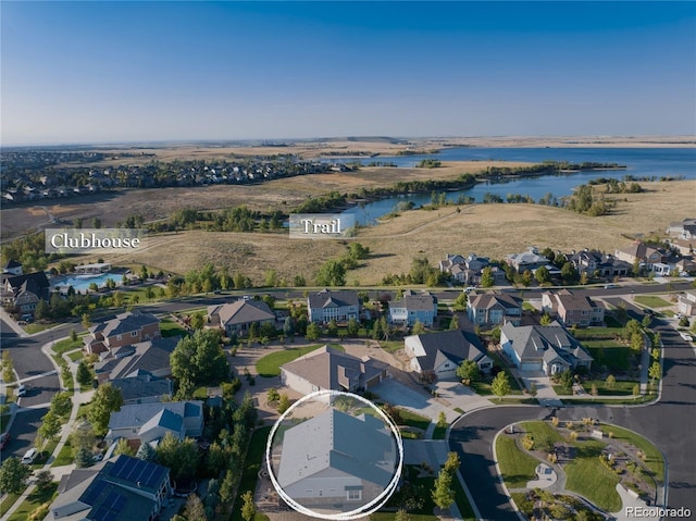 27235 E Lakeview Pl, Aurora, CO 80016 - aerial view of property's location featuring nearby suburban area and a large body of water