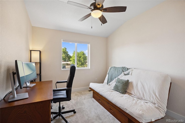 4177 E 98th Pl, Thornton, CO 80229 - office with carpet flooring, vaulted ceiling, and ceiling fan