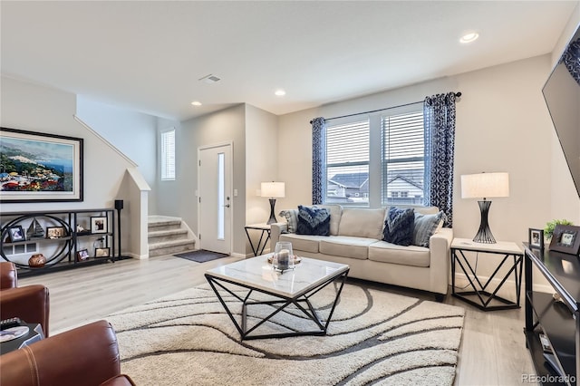 living room featuring light hardwood / wood-style flooring