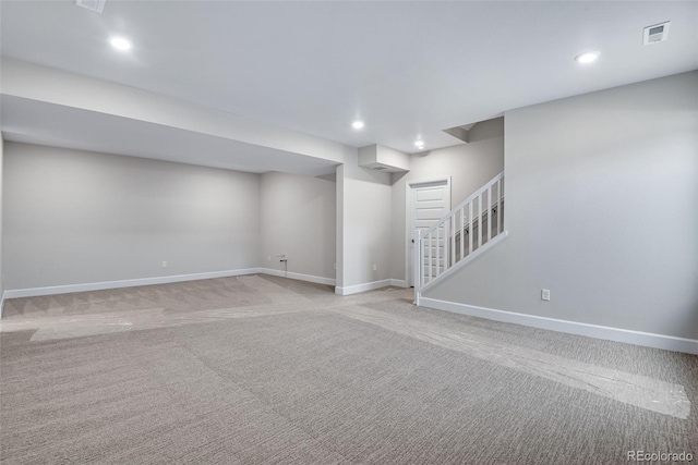 3394 N Grand Baker Ct, Aurora, CO 80019 - finished below grade area with carpet, stairs, and recessed lighting