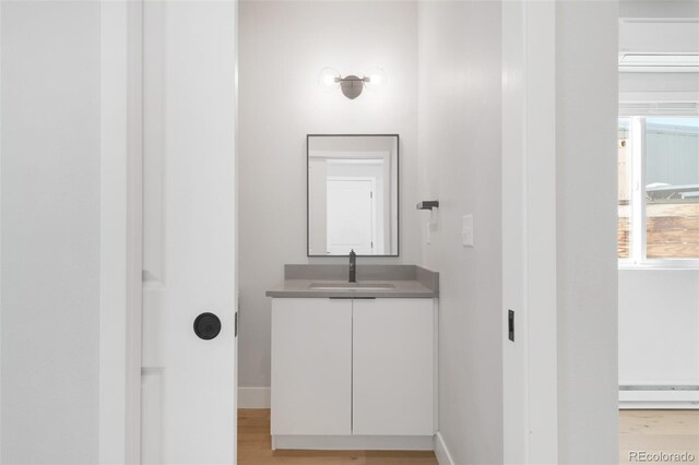 4232 Jason St Unit 2, Denver, CO 80211 - bathroom with vanity, wood finished floors, and healthy amount of natural light