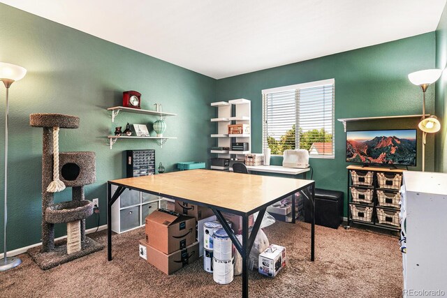 view of carpeted home office