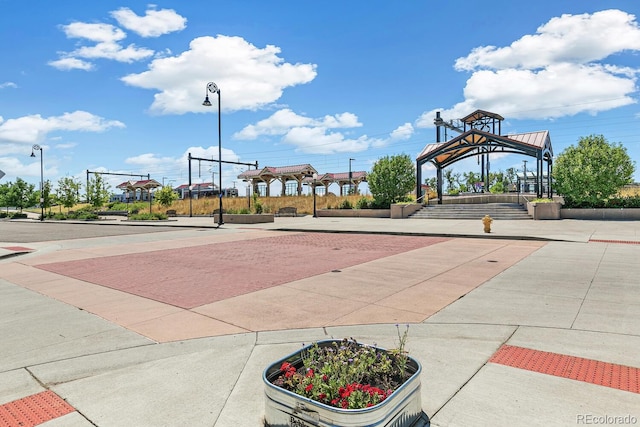 exterior space featuring a gazebo