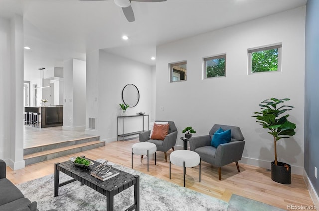 2745 Java Ct, Denver, CO 80211 - living area with wood finished floors, a ceiling fan, and recessed lighting