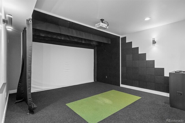 2745 Java Ct, Denver, CO 80211 - home theater with golf simulator and carpet flooring