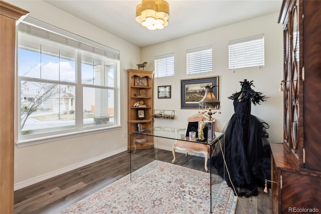14938 Vienna Cir, Parker, CO 80134 - office space with wood finished floors, baseboards, and a chandelier