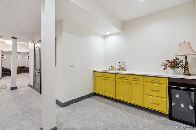 14938 Vienna Cir, Parker, CO 80134 - indoor bar featuring beverage cooler, light carpet, and baseboards