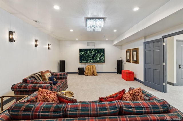 14938 Vienna Cir, Parker, CO 80134 - carpeted home theater room with recessed lighting and baseboards