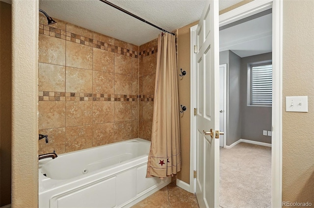 5683 Fig Way, Arvada, CO 80002 - full bath with shower / bath combo with shower curtain, a textured ceiling, and baseboards