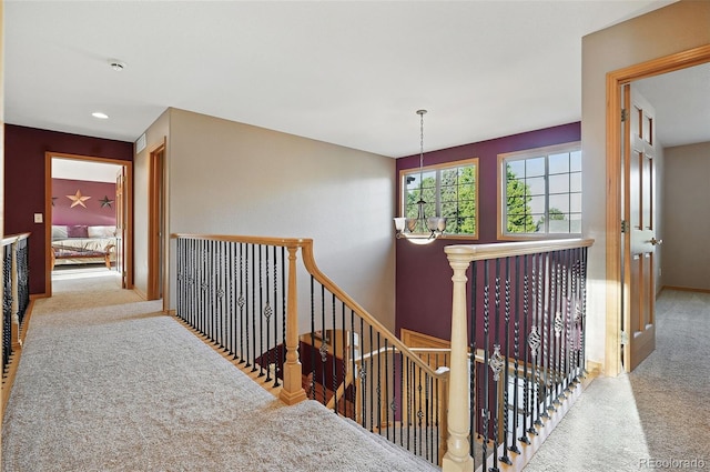 5683 Fig Way, Arvada, CO 80002 - corridor with an upstairs landing, carpet, and recessed lighting