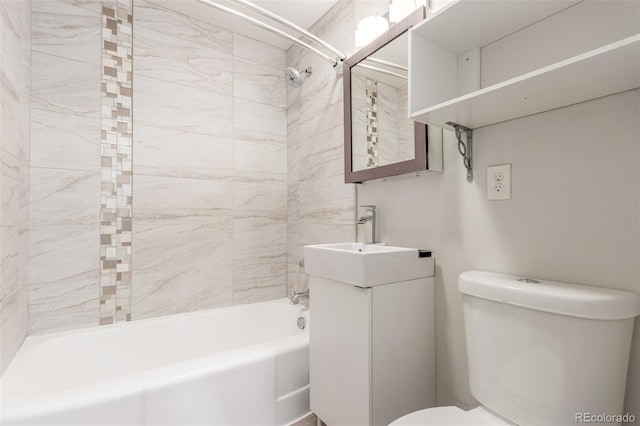 full bathroom with toilet, shower / bath combination, and vanity