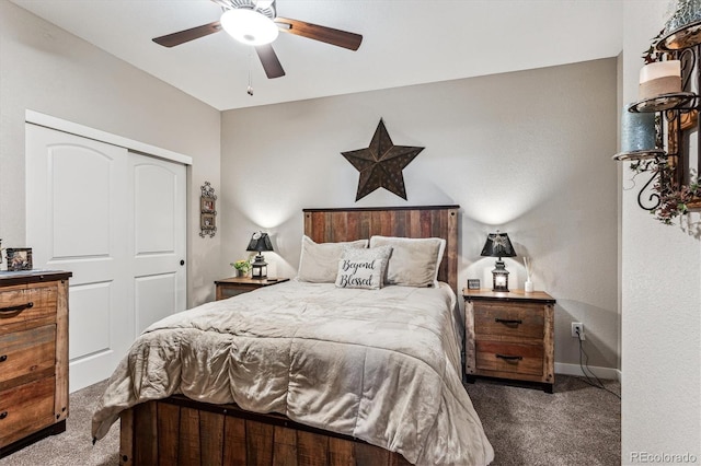 2012 Sagerock Dr, Castle Pines, CO 80108 - bedroom with carpet flooring, a closet, and ceiling fan