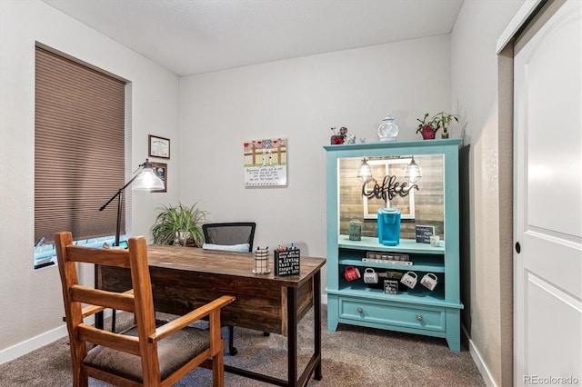 2012 Sagerock Dr, Castle Pines, CO 80108 - home office featuring dark carpet and baseboards