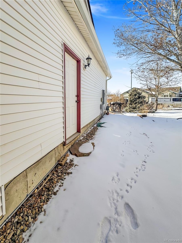 view of snowy exterior