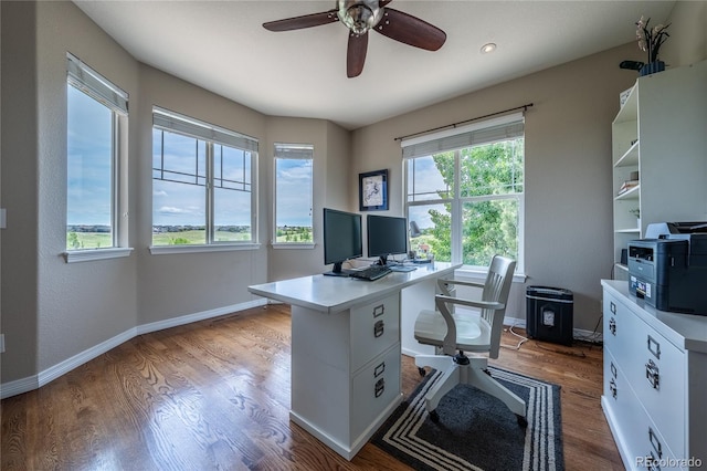 26741 E Arbor Dr, Aurora, CO 80016 - office space with ceiling fan, wood finished floors, and baseboards