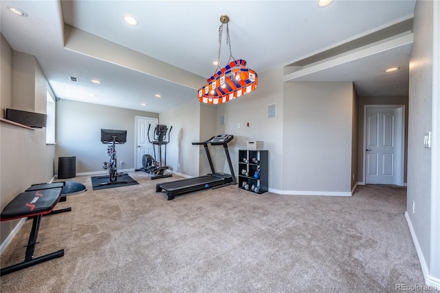26741 E Arbor Dr, Aurora, CO 80016 - exercise area featuring carpet, recessed lighting, and baseboards