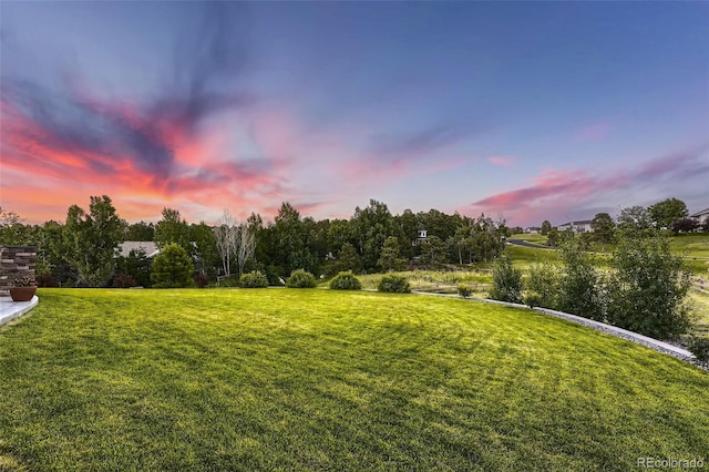 view of yard at dusk