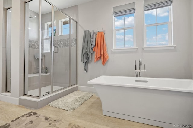 bathroom with plus walk in shower