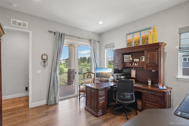 office featuring light hardwood / wood-style floors