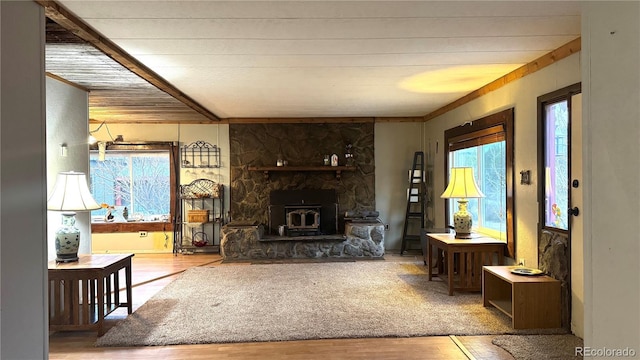 living area featuring wood finished floors